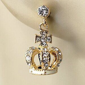 Crown Shape Tiny Crystal Earrings